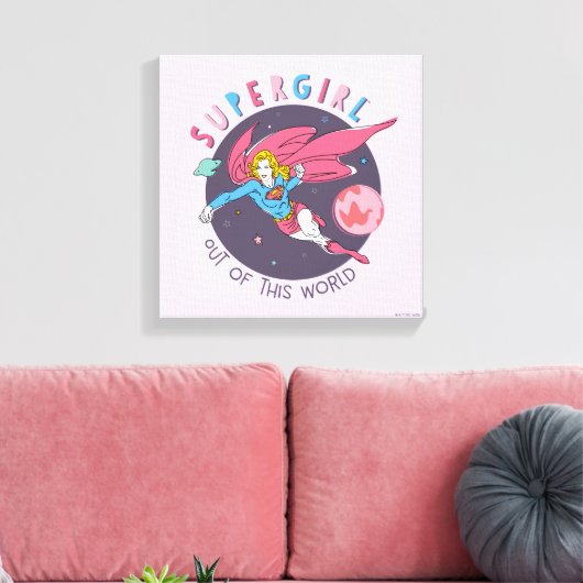 Supergirl Flying Upwards Illustratie Canvas Afdruk (Insitu (Woonkamer))