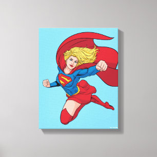 Supergirl Flying Upwards Illustratie Canvas Afdruk