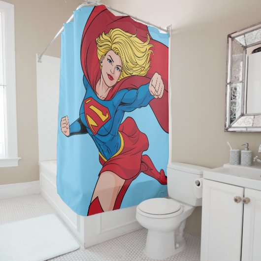 Supergirl Flying Upwards Illustratie Douchegordijn (In situ)
