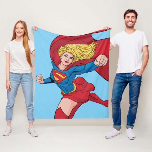 Supergirl Flying Upwards Illustratie Fleece Deken (In situ)