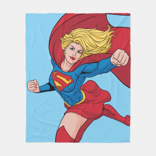 Supergirl Flying Upwards Illustratie Fleece Deken (Voorkant)