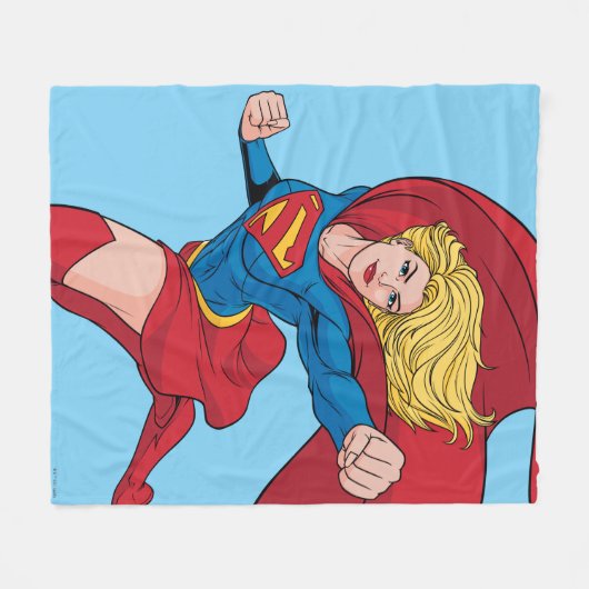 Supergirl Flying Upwards Illustratie Fleece Deken (Voorkant (Horizontaal))