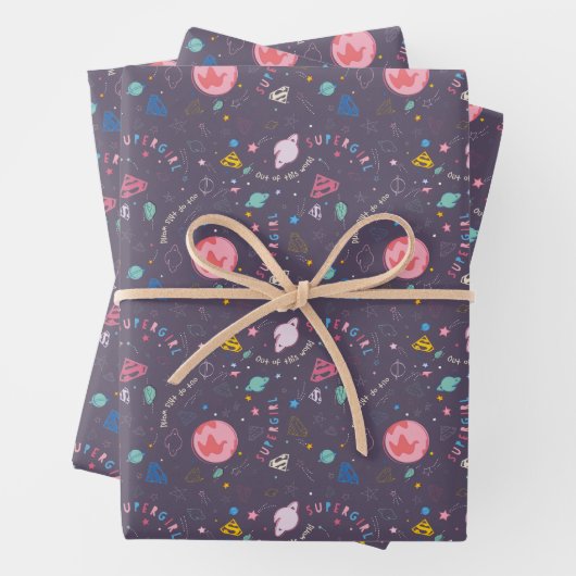 Supergirl Flying Upwards Illustratie Inpakpapier Vel (In situ)