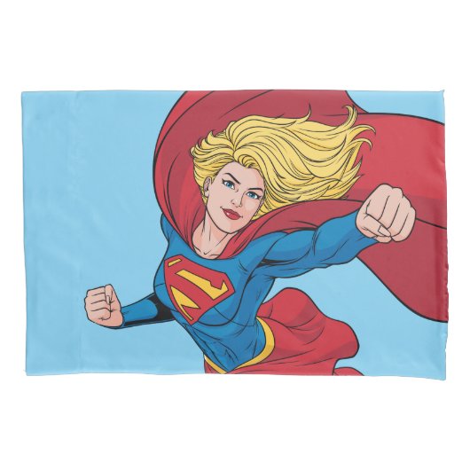 Supergirl Flying Upwards Illustratie Kussensloop (Voorkant)