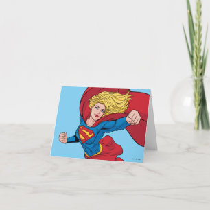 Supergirl Flying Upwards Illustratie Notitiekaartje