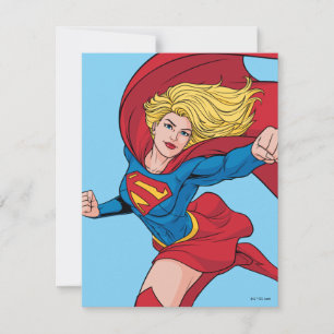 Supergirl Flying Upwards Illustratie Notitiekaartje