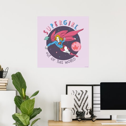 Supergirl Flying Upwards Illustratie Poster (Thuiskantoor)