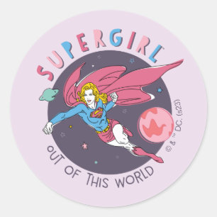 Supergirl Flying Upwards Illustratie Ronde Sticker