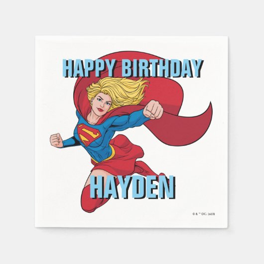 Supergirl Flying Upwards Illustratie Servet (Voorkant)