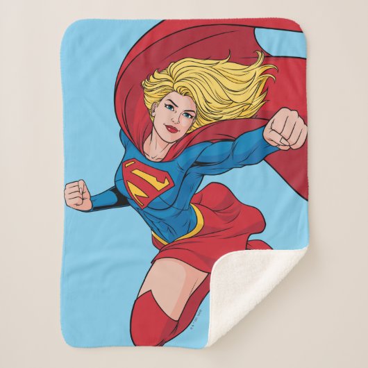 Supergirl Flying Upwards Illustratie Sherpa Deken (Voorkant)