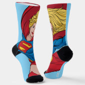 Supergirl Flying Upwards Illustratie Sokken (Gebogen)