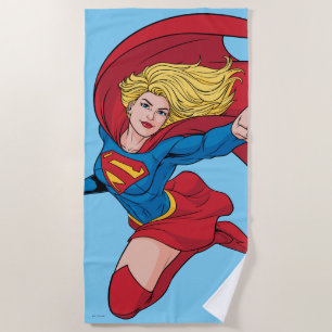 Supergirl Flying Upwards Illustratie Strandlaken