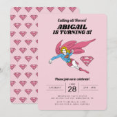 Supergirl Girls Birthday Uitnodiging (Voorkant / Achterkant)