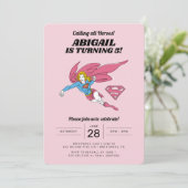 Supergirl Girls Birthday Uitnodiging (Staand voorkant)