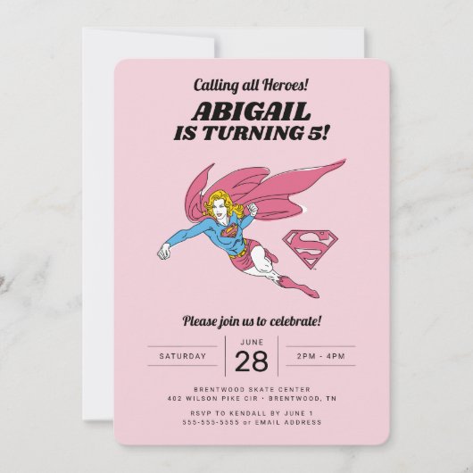 Supergirl Girls Birthday Uitnodiging (Voorkant)