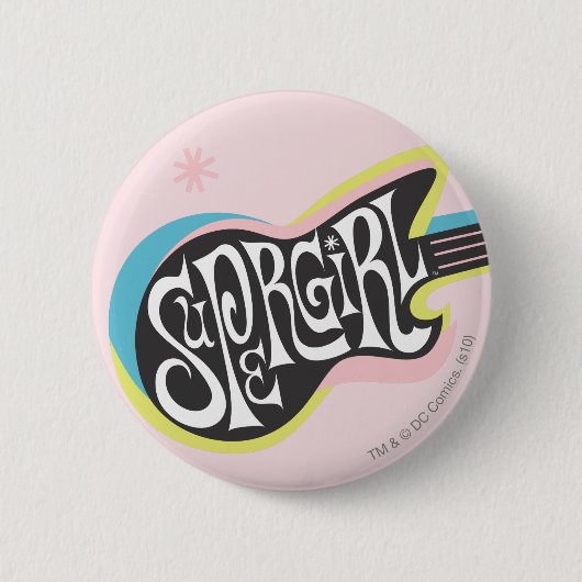 Supergirl Gitaar Ronde Button 5,7 Cm (Voorkant)