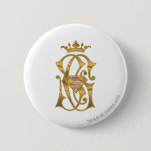 Supergirl Gold Crown Ronde Button 5,7 Cm
