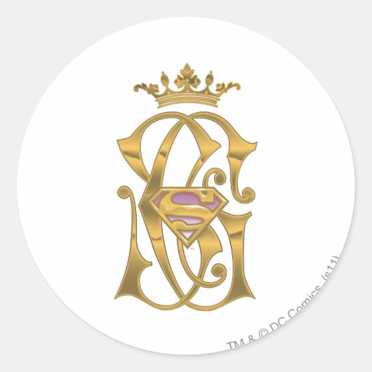 Supergirl Gold Crown Ronde Sticker (Voorkant)