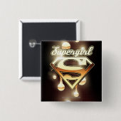 Supergirl Gold Drivers Vierkante Button 5,1 Cm (Voorkant /achterkant)