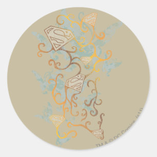 Supergirl Gold en Brown Ronde Sticker
