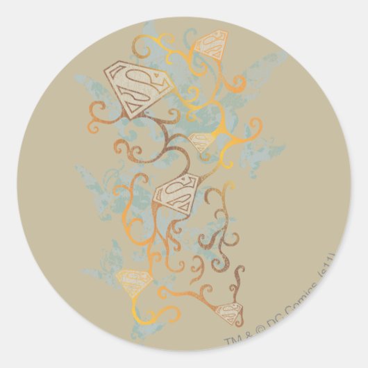 Supergirl Gold en Brown Ronde Sticker (Voorkant)