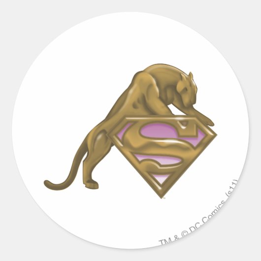 Supergirl Golden Cat Ronde Sticker (Voorkant)