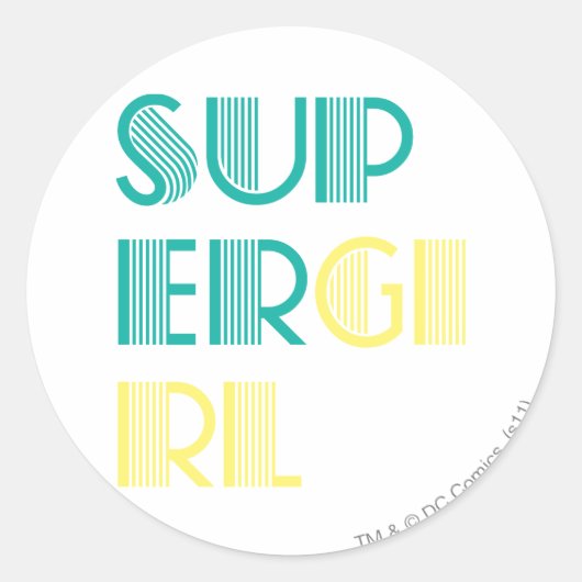 Supergirl Green en Yellow Ronde Sticker (Voorkant)