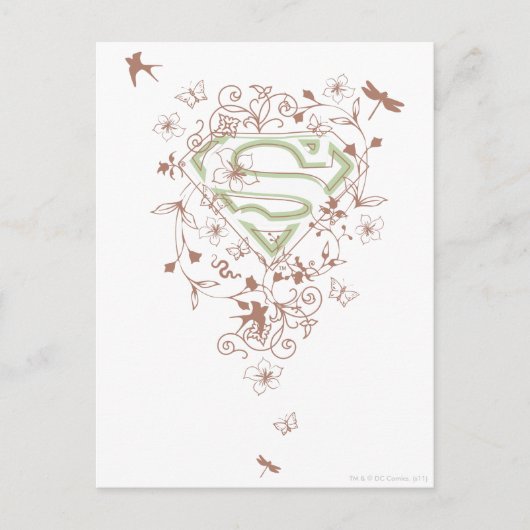 Supergirl Green Floral Logo Briefkaart (Voorkant)