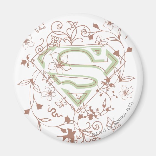 Supergirl Green Floral Logo Magneet (Voorkant)