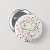 Supergirl Green Floral Logo Ronde Button 5,7 Cm (Voorkant /achterkant)