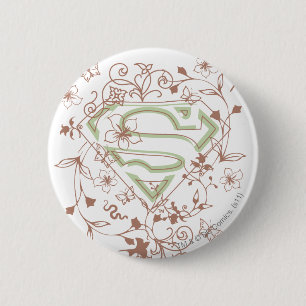 Supergirl Green Floral Logo Ronde Button 5,7 Cm