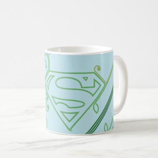 Supergirl Green Vine Logo Pattern Koffiemok (Voorkant rechts)