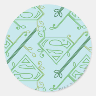 Supergirl Green Vine Logo Pattern Ronde Sticker