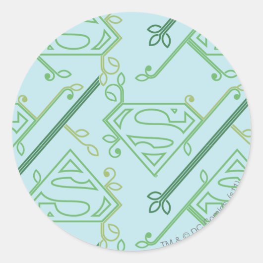Supergirl Green Vine Logo Pattern Ronde Sticker (Voorkant)