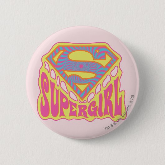 Supergirl Groovy Logo Ronde Button 5,7 Cm (Voorkant)