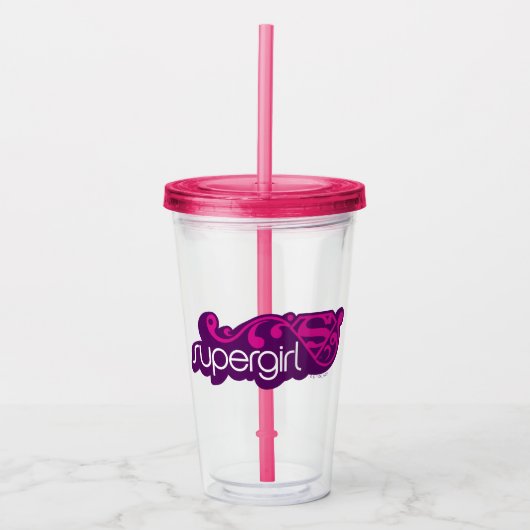 Supergirl Groovy Naam en S-Shield Acryl Drinkbeker (Voorkant)