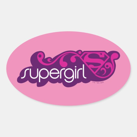 Supergirl Groovy Naam en S-Shield Ovale Sticker (Voorkant)