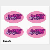 Supergirl Groovy Naam en S-Shield Ovale Sticker (Vel)