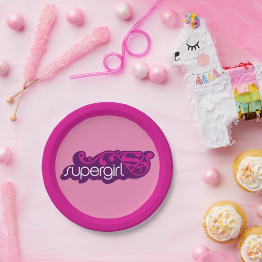 Supergirl Groovy Naam en S-Shield Papieren Bordje (Feest)