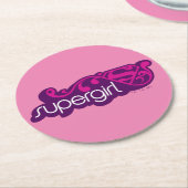 Supergirl Groovy Naam en S-Shield Ronde Kartonnen Onderzetter (Gebogen)