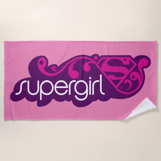 Supergirl Groovy Naam en S-Shield Strandlaken (Voorkant)