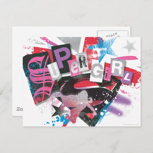 Supergirl Grunge Design Briefkaart (Voorkant / Achterkant)