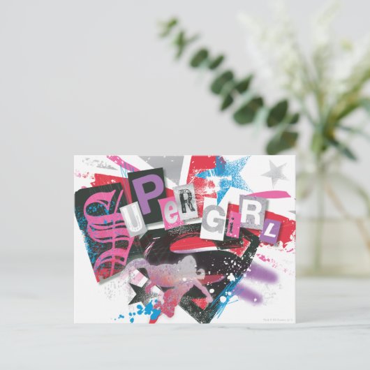 Supergirl Grunge Design Briefkaart (Staand voorkant)