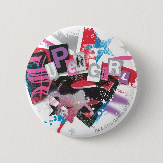 Supergirl Grunge Design Ronde Button 5,7 Cm (Voorkant)