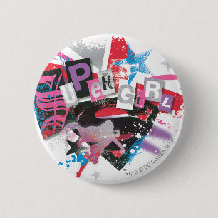 Supergirl Grunge Design Ronde Button 5,7 Cm