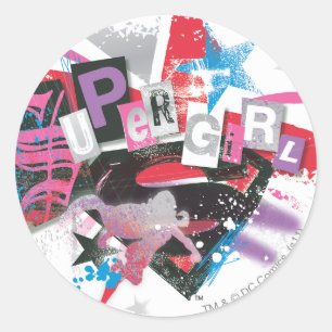 Supergirl Grunge Design Ronde Sticker