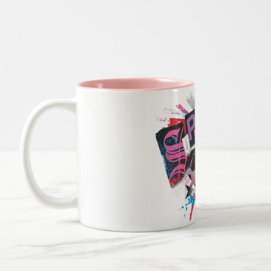 Supergirl Grunge Design Tweekleurige Koffiemok (Links)