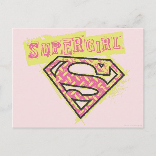 Supergirl Grunge Logo Roze Briefkaart (Voorkant)