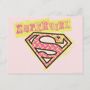 Supergirl Grunge Logo Roze Briefkaart