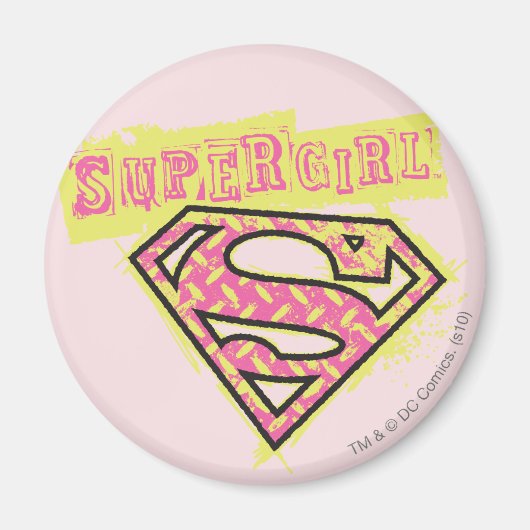 Supergirl Grunge Logo Roze Magneet (Voorkant)